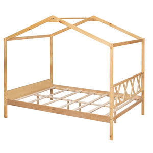 HomeRoots Natural Wood Full Bed Frame - Durable Platform Design with Modern Minimalist Style for Cozy Sleep 590639
