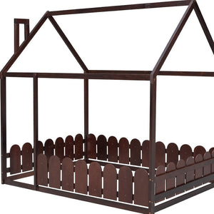 HomeRoots Espresso Wood Full Bed Frame - Durable Platform Design with Modern Aesthetic, Supports 300 lbs 590643