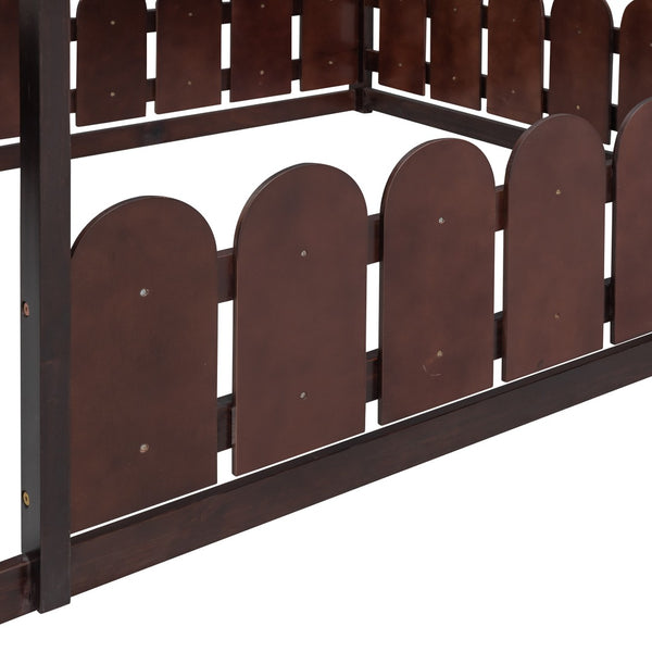 HomeRoots Espresso Wood Full Bed Frame - Durable Platform Design with Modern Aesthetic, Supports 300 lbs 590643