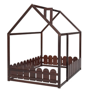 HomeRoots Espresso Wood Full Bed Frame - Durable Platform Design with Modern Aesthetic, Supports 300 lbs 590643