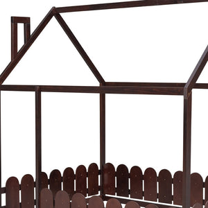 HomeRoots Espresso Wood Full Bed Frame - Durable Platform Design with Modern Aesthetic, Supports 300 lbs 590643