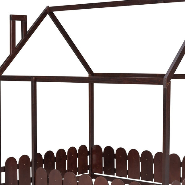 HomeRoots Espresso Wood Full Bed Frame - Durable Platform Design with Modern Aesthetic, Supports 300 lbs 590643