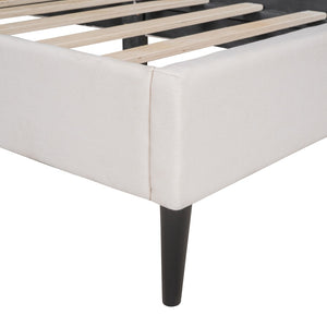 HomeRoots Beige Tufted Linen Upholstered Twin Bed Frame - Modern Comfort, Stylish Design for Serene Sleep Spaces 590649