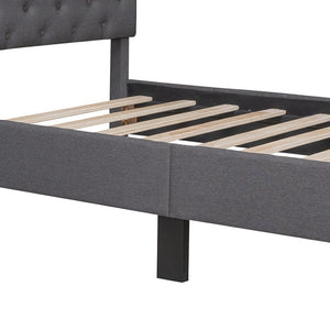 HomeRoots Gray Tufted Linen Upholstered Twin Bed Frame - Sleek, Modern Design for Ultimate Sleep Comfort! 590651