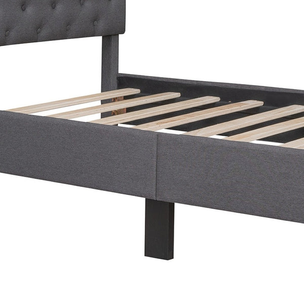 HomeRoots Gray Tufted Linen Upholstered Twin Bed Frame - Sleek, Modern Design for Ultimate Sleep Comfort! 590651