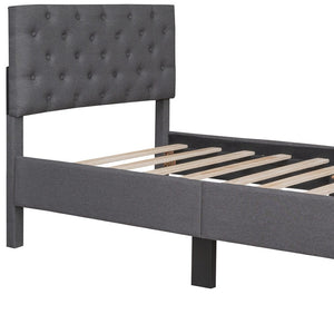 HomeRoots Gray Tufted Linen Upholstered Twin Bed Frame - Sleek, Modern Design for Ultimate Sleep Comfort! 590651