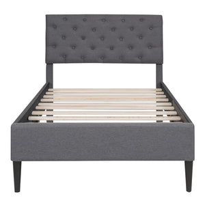 HomeRoots Gray Tufted Linen Upholstered Twin Bed Frame - Sleek, Modern Design for Ultimate Sleep Comfort! 590651