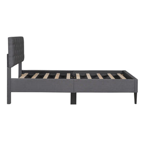 HomeRoots Gray Tufted Linen Upholstered Twin Bed Frame - Sleek, Modern Design for Ultimate Sleep Comfort! 590651