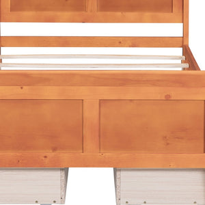 HomeRoots Oak Solid Twin Bed Frame with Built-In Drawers for Smart Storage & Modern Style - Durable Design 590653