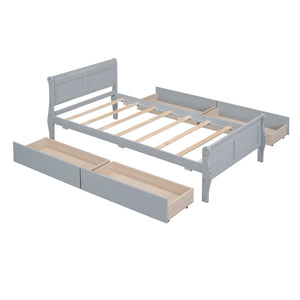 HomeRoots Gray Modern Twin Bed Frame with Built-in Storage Drawers – Stylish Comfort for Small Spaces! 590655
