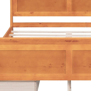 HomeRoots Oak Wood Full Bed Frame with Integrated Storage Drawers - Modern Design for Ultimate Comfort & Support 590659