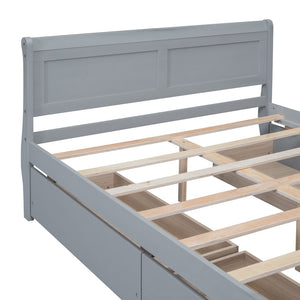 HomeRoots Gray Wood Full Bed Frame with Storage Drawers - Modern, Durable Design for Organized Sleep Spaces 590661
