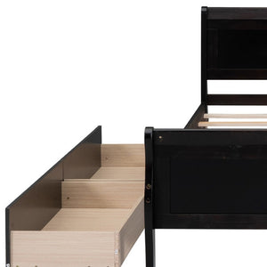 HomeRoots Espresso Full Bed Frame with Drawers - Modern Design, Built-In Storage & Durable Support for Comfort 590663