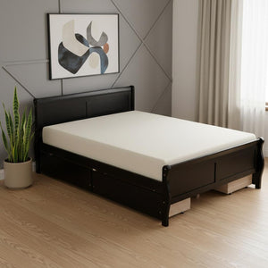 HomeRoots Espresso Full Bed Frame with Drawers - Modern Design, Built-In Storage & Durable Support for Comfort 590663