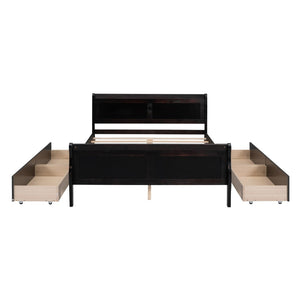 HomeRoots Espresso Full Bed Frame with Drawers - Modern Design, Built-In Storage & Durable Support for Comfort 590663