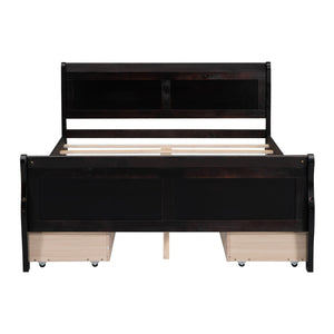 HomeRoots Espresso Full Bed Frame with Drawers - Modern Design, Built-In Storage & Durable Support for Comfort 590663