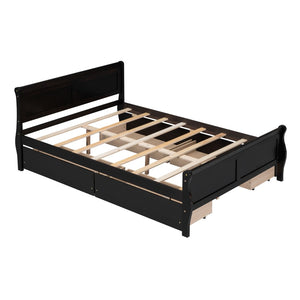 HomeRoots Espresso Full Bed Frame with Drawers - Modern Design, Built-In Storage & Durable Support for Comfort 590663