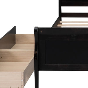 HomeRoots Espresso Full Bed Frame with Drawers - Modern Design, Built-In Storage & Durable Support for Comfort 590663