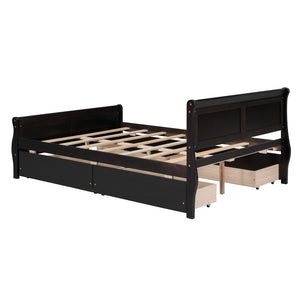 HomeRoots Espresso Full Bed Frame with Drawers - Modern Design, Built-In Storage & Durable Support for Comfort 590663