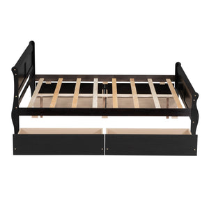 HomeRoots Espresso Full Bed Frame with Drawers - Modern Design, Built-In Storage & Durable Support for Comfort 590663