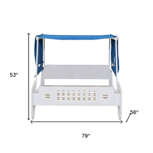 HomeRoots White Wood Full Car Bed - Modern Playful Design for Kids, Durable, Cozy Sleep Space, Easy Setup 590669