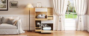 English Elm Modern Mdf Cat Litter Box Enclosure Side Table with Ventilated Storage Compartment Natural N752P394342N