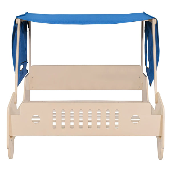 HomeRoots Natural Wood Full Bed Frame - Timeless Craftsmanship, Durable Design, No Box Spring Needed, Easy Setup 590672