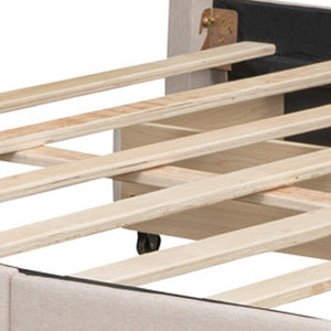 HomeRoots Beige Tufted Linen Upholstered Queen Bed Frame - Modern Comfort, Durable Design & Stylish Aesthetic 590673