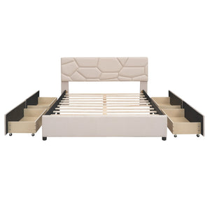 HomeRoots Beige Tufted Linen Upholstered Queen Bed Frame - Modern Comfort, Durable Design & Stylish Aesthetic 590673