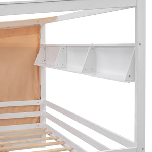 HomeRoots White Wooden Twin House Bed with Storage Drawers - Charming Design, Durable Comfort, Easy Assembly! 590681
