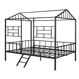 HomeRoots Black Metal Full Bed Frame – Sleek, Durable Design with 15 Slats for Ultimate Support and Stability 590685
