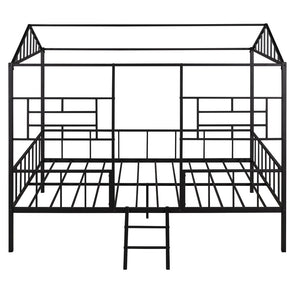 HomeRoots Black Metal Full Bed Frame – Sleek, Durable Design with 15 Slats for Ultimate Support and Stability 590685