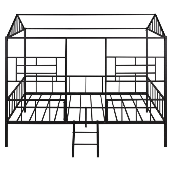 HomeRoots Black Metal Full Bed Frame – Sleek, Durable Design with 15 Slats for Ultimate Support and Stability 590685