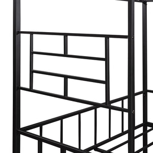 HomeRoots Black Metal Full Bed Frame – Sleek, Durable Design with 15 Slats for Ultimate Support and Stability 590685