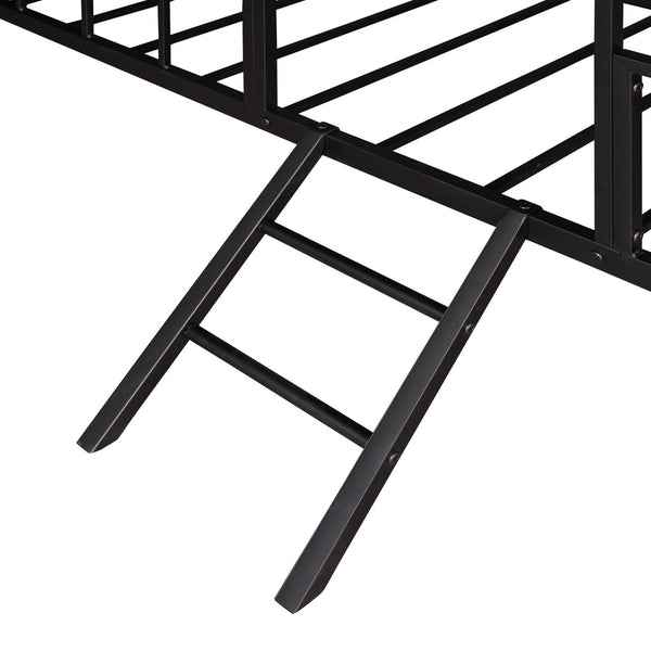 HomeRoots Black Metal Full Bed Frame – Sleek, Durable Design with 15 Slats for Ultimate Support and Stability 590685