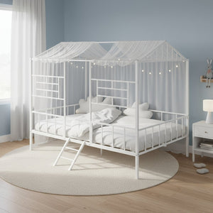 HomeRoots White Metal Full Bed Frame - Durable, Stylish Platform Design for Modern Bedrooms, Easy Assembly & Care 590686