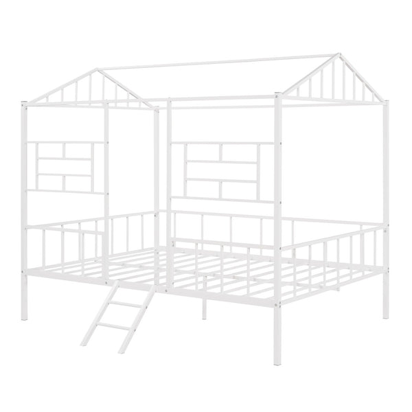 HomeRoots White Metal Full Bed Frame - Durable, Stylish Platform Design for Modern Bedrooms, Easy Assembly & Care 590686