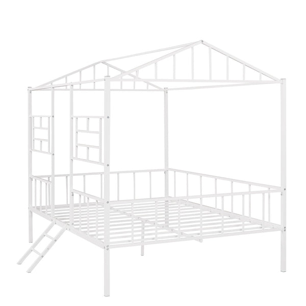 HomeRoots White Metal Full Bed Frame - Durable, Stylish Platform Design for Modern Bedrooms, Easy Assembly & Care 590686