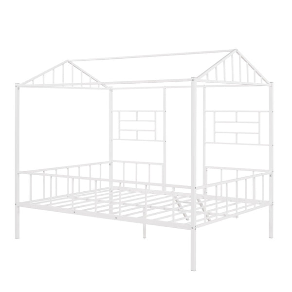 HomeRoots White Metal Full Bed Frame - Durable, Stylish Platform Design for Modern Bedrooms, Easy Assembly & Care 590686
