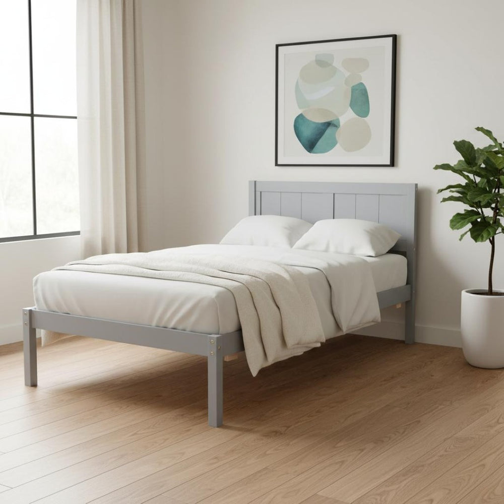 HomeRoots Gray Wood Twin Bed Frame with Storage Drawer - Modern Design, Durable Support & Space-Saving Solution 590687