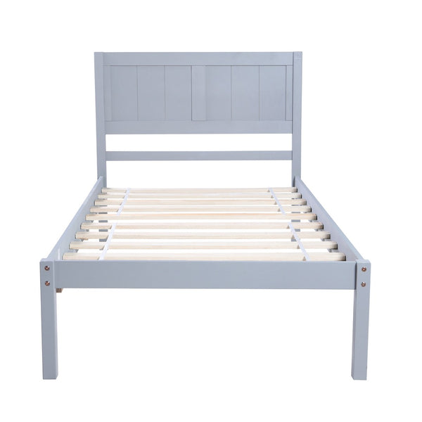 HomeRoots Gray Wood Twin Bed Frame with Storage Drawer - Modern Design, Durable Support & Space-Saving Solution 590687