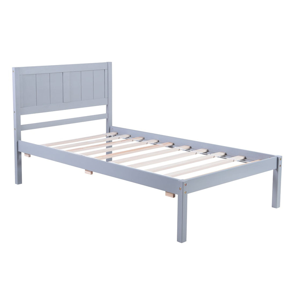 HomeRoots Gray Wood Twin Bed Frame with Storage Drawer - Modern Design, Durable Support & Space-Saving Solution 590687