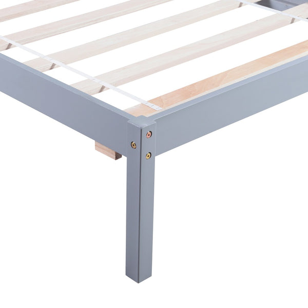 HomeRoots Gray Wood Twin Bed Frame with Storage Drawer - Modern Design, Durable Support & Space-Saving Solution 590687