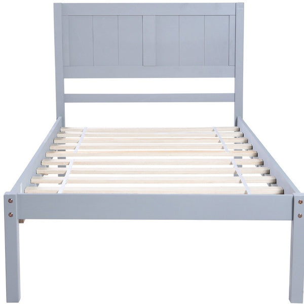 HomeRoots Gray Wood Twin Bed Frame with Storage Drawer - Modern Design, Durable Support & Space-Saving Solution 590687