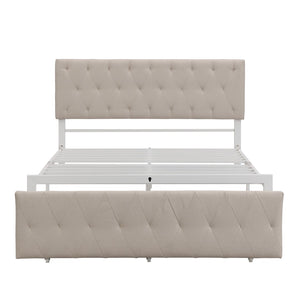 HomeRoots Beige Tufted Upholstered Full Bed Frame with Stylish Storage Drawer for Modern Bedrooms and Comfort 590689