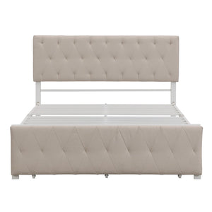 HomeRoots Beige Tufted Upholstered Full Bed Frame with Stylish Storage Drawer for Modern Bedrooms and Comfort 590689
