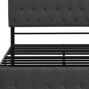 HomeRoots Gray Tufted Upholstered Full Bed Frame with Storage Drawer – Stylish, Cozy, and Modern Design 590690