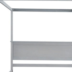 HomeRoots Gray Wood Full Canopy Bed with Trundle - Stylish, Durable Design for Modern Bedrooms & Guests 590694