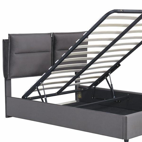 HomeRoots Gray Tufted Upholstered Queen Bed Frame - Luxurious Comfort, Modern Design & Easy Assembly for Your Bedroom 590695