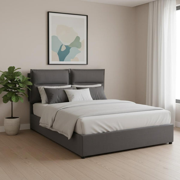 HomeRoots Gray Tufted Upholstered Queen Bed Frame - Luxurious Comfort, Modern Design & Easy Assembly for Your Bedroom 590695